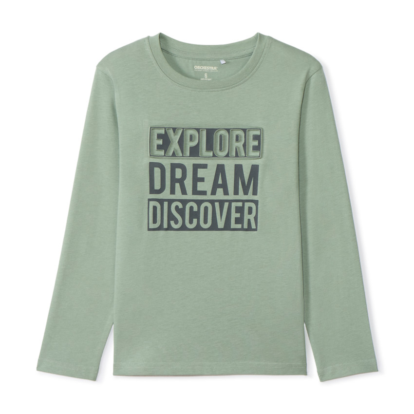 T-shirt manches longues à print en relief pour garçon - Vert