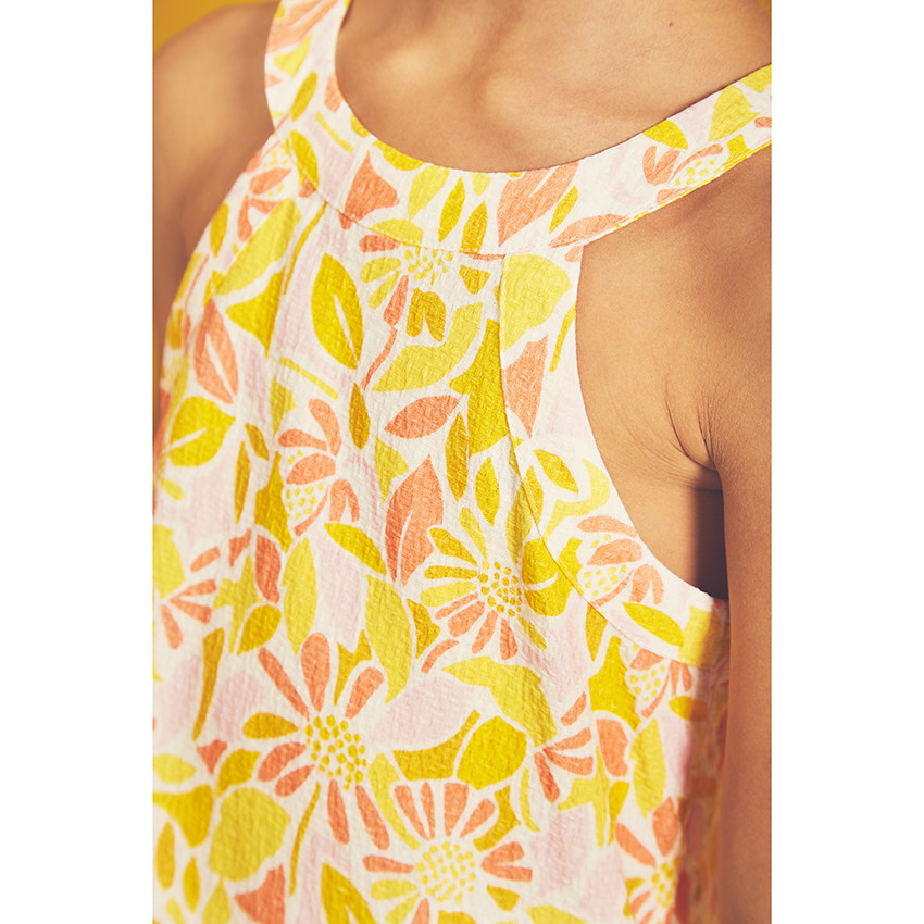 Robe à bretelles imprimé floral rétro pour fille 