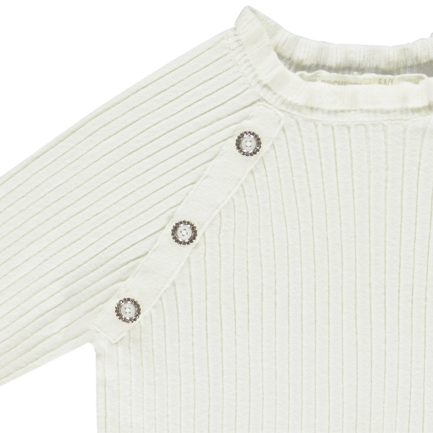Pull chaussette en tricot côtelé avec jolis boutons pour fille 