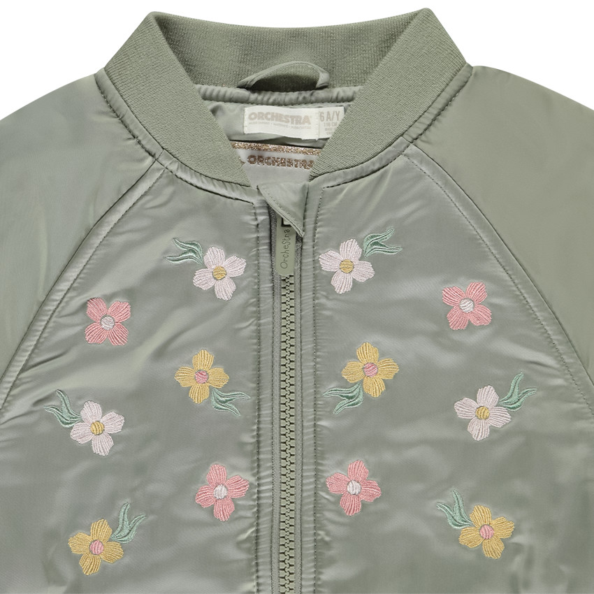 Bomber en toile satinée avec détails brodés pour fille  