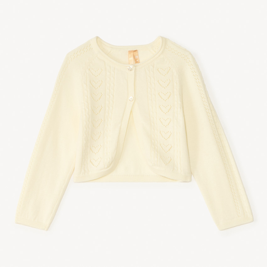 Boléro à manches longues en tricot ajouré pour bébé fille