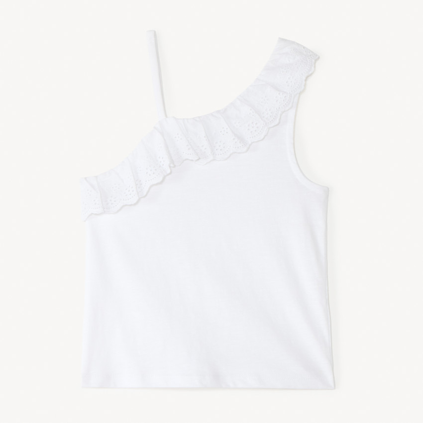 Débardeur à bretelles asymétriques et broderie anglaise pour fille