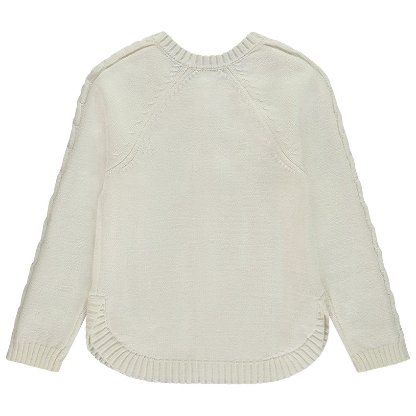 Gilet tricot uni avec torsade fantaisie pour fille 