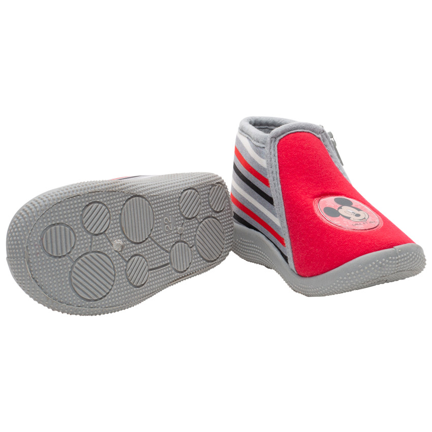 Chaussons bottillons rayés badge Mickey Disney pour bébé garçon 