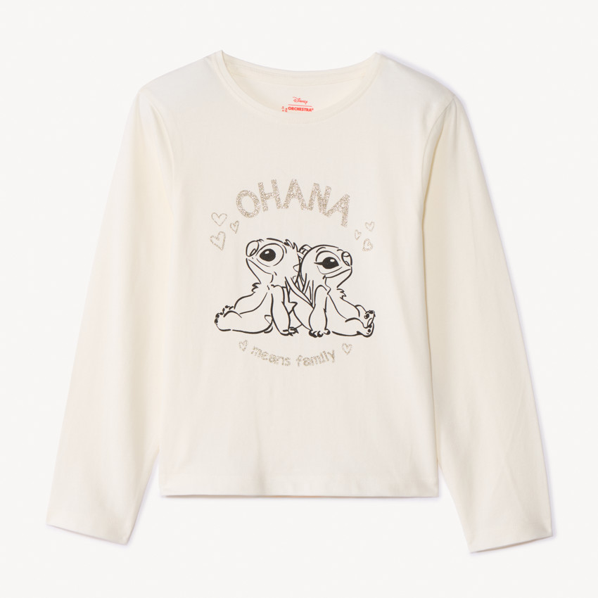 T-shirt manches longues pailleté Stitch & Angel Disney pour fille