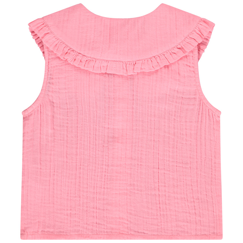 Chemise sans manches col claudine volanté pour fille 