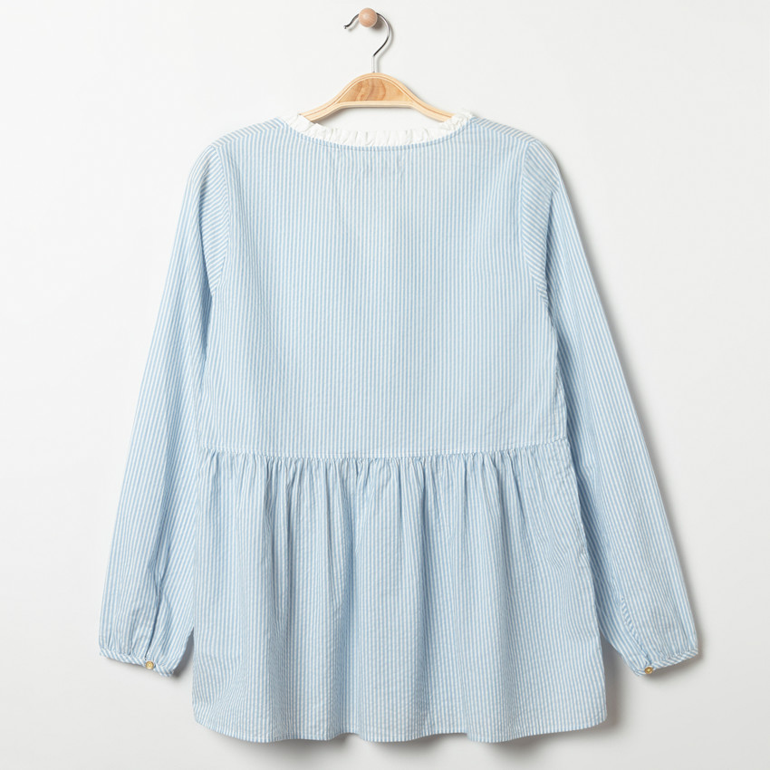 Chemise manches longues de grossesse à fines rayures 