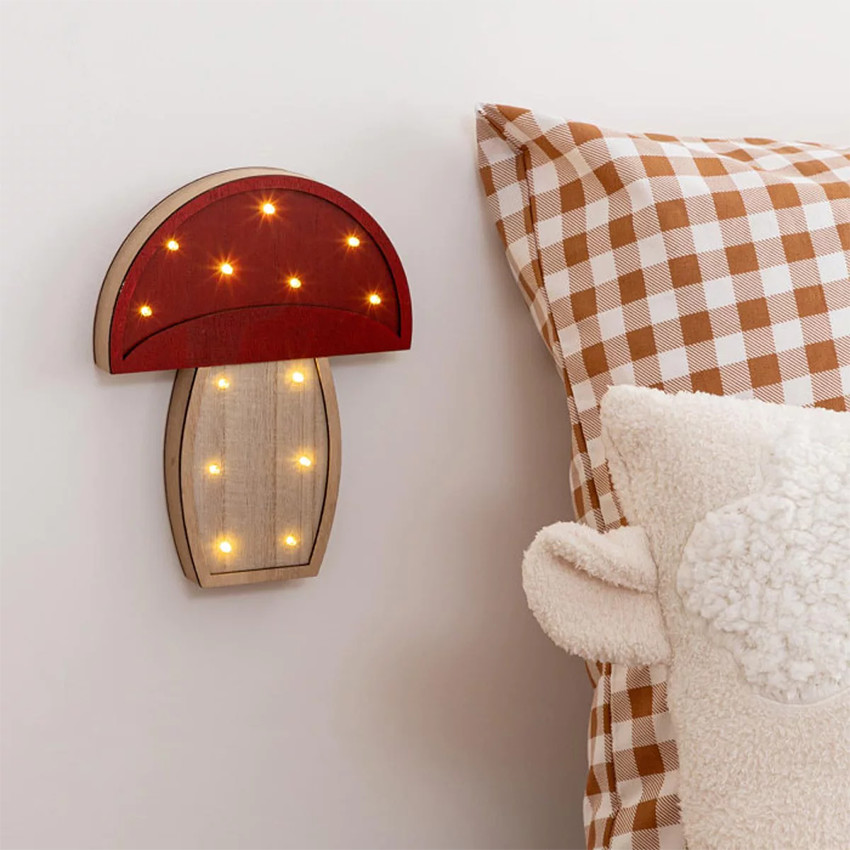 Lampe enfant "Luck" en bois 23 cm - Rouge (Atmosphera) - Image 1