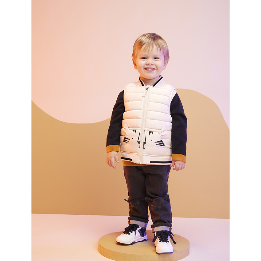 Jean uni print tigre et oreilles en relief pour bébé garçon 