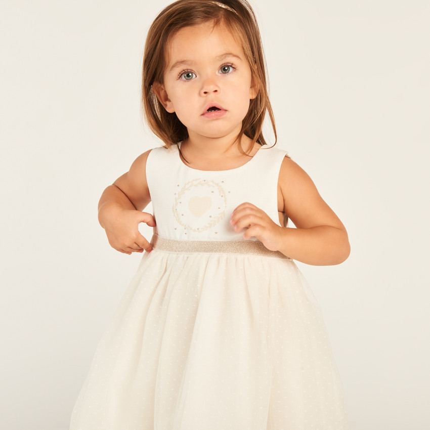 Robe effet 2-en-1 avec dos ajouré en forme de cœur pour bébé fille 