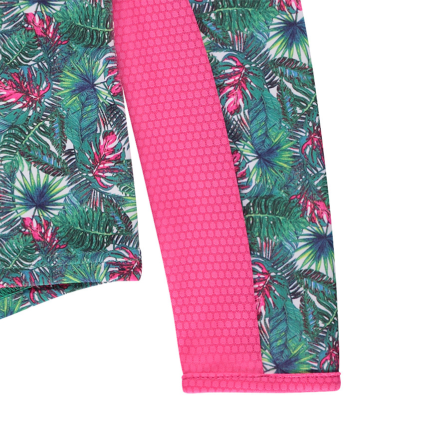 Gilet zippé en interlock double face imprimé tropical  