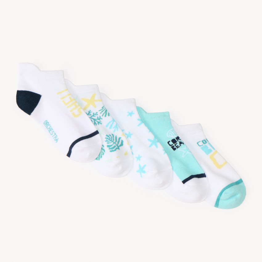 Lot de 5 chaussettes courtes motifs mer fantaisie pour garçon