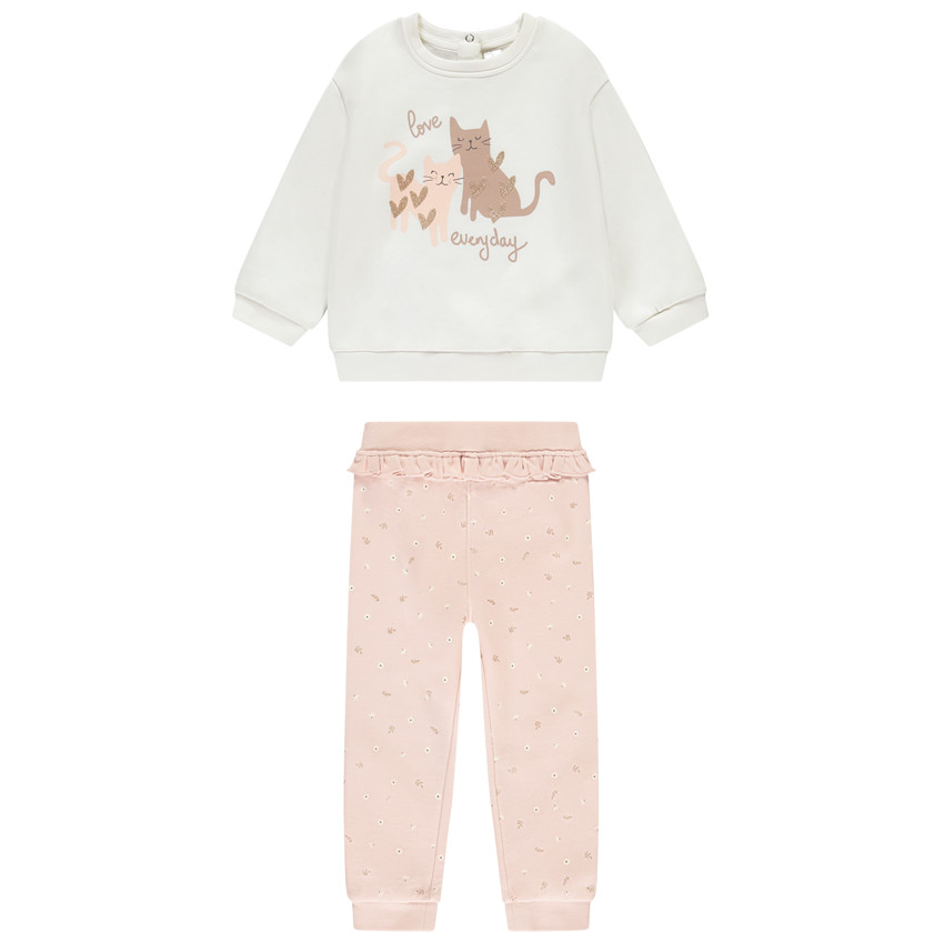 Ensemble jogging molleton motif chats pour bébé fille 