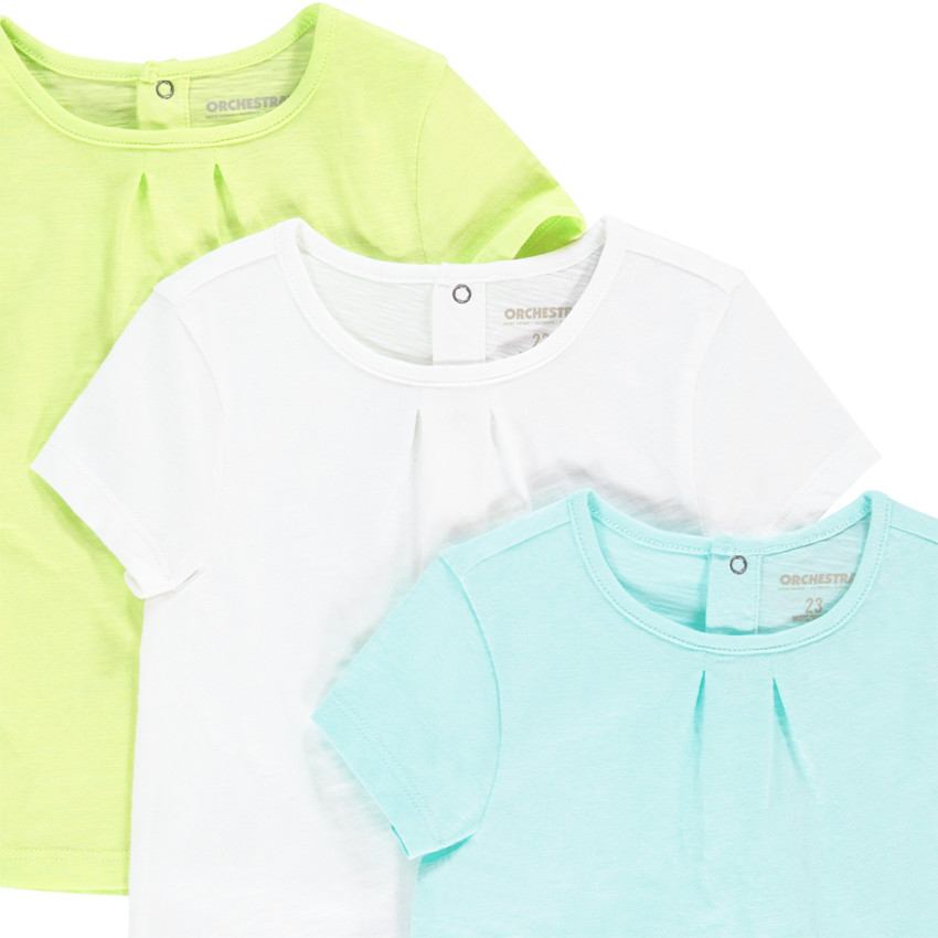 Lot de 3 t-shirts à manches courtes pour bébé fille 