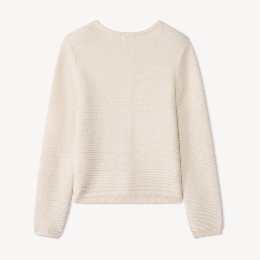 Gilet manches longues en tricot uni pour fille  