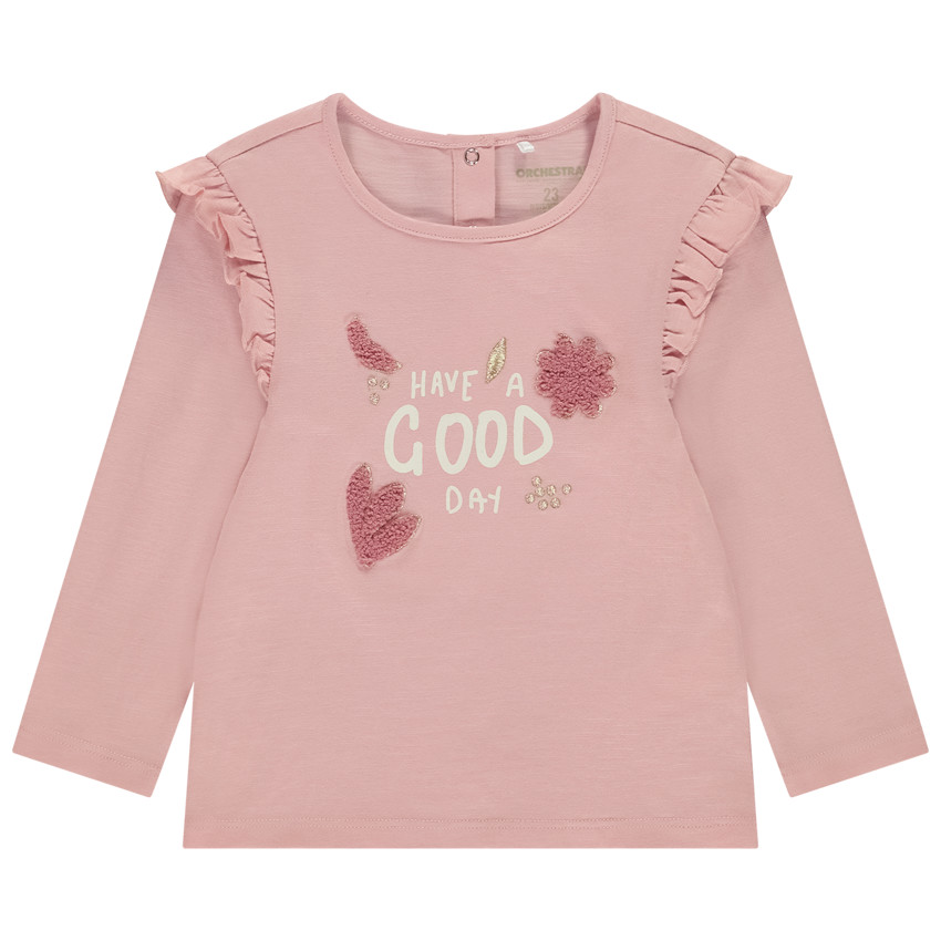 T-shirt manches longues volantées et fantaisie pour bébé fille  