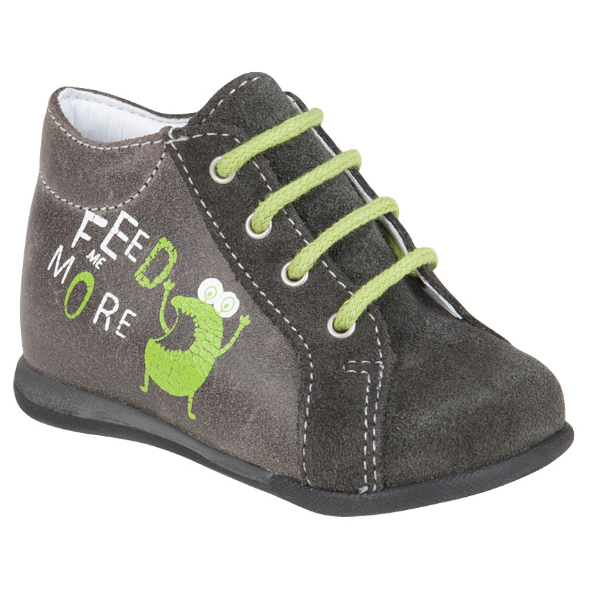 Bottillons à lacets en cuir avec inscription printée 