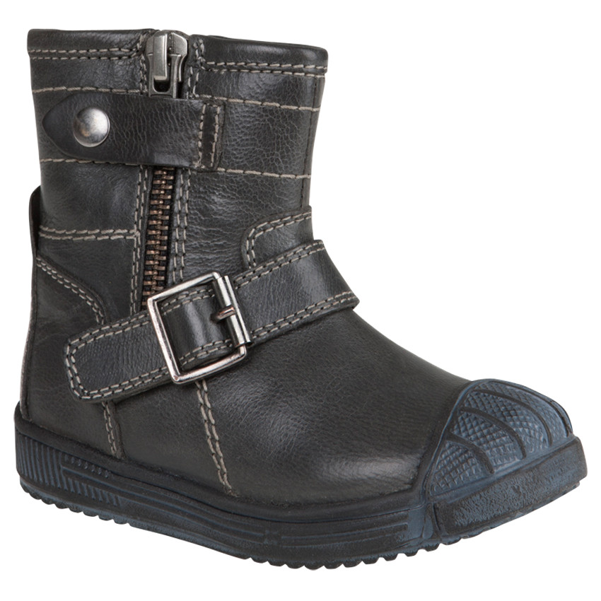 Bottines en cuir avec zip et boucle 