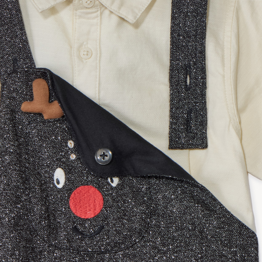 Ensemble court 2 pièces avec salopette de Noël pour bébé garçon 