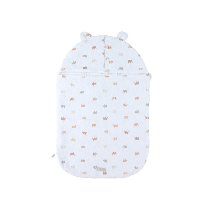 Nid d'ange en mousseline de coton imprimé éléphant TOG 1  