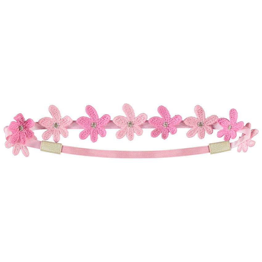 Bandeau fin avec fleurs en crochet pour bébé fille