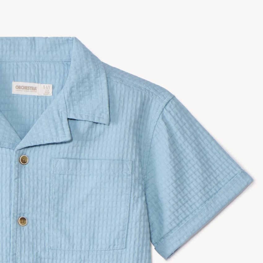 Ensemble 2 pièces en toile fantaisie unie pour garçon 