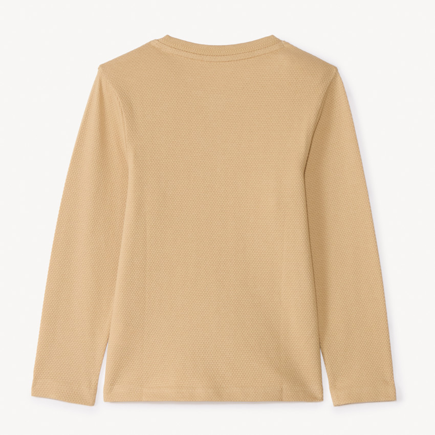 T-shirt manches longues uni à col tunisien pour garçon 