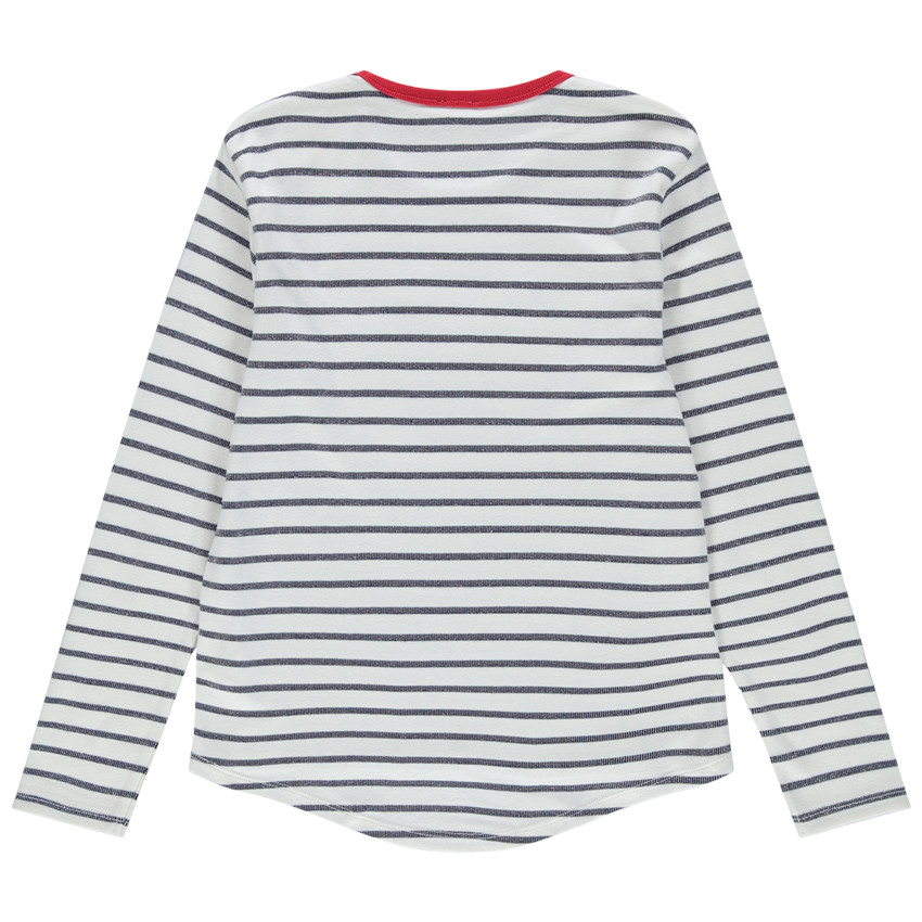 Sweat en molleton fin rayé avec coeur en cordelette 