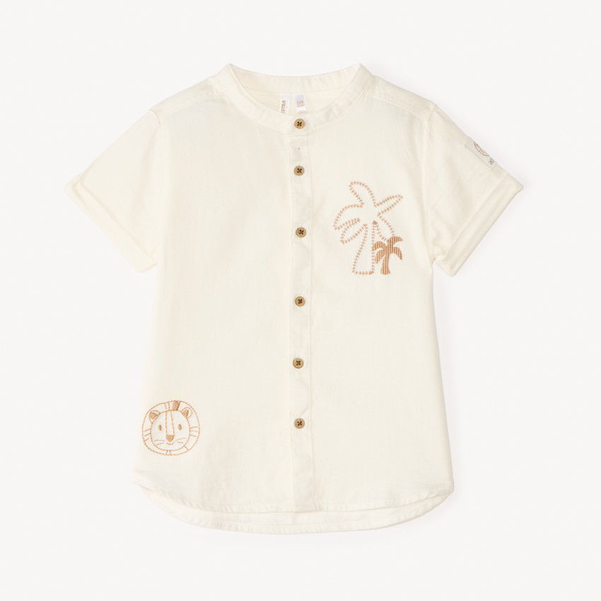 Chemise manches courtes broderie palmier pour bébé garçon 