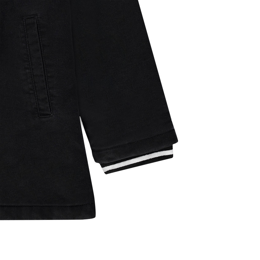 Junior - Manteau long ouatiné en jeans coton avec badges fantaisie 
