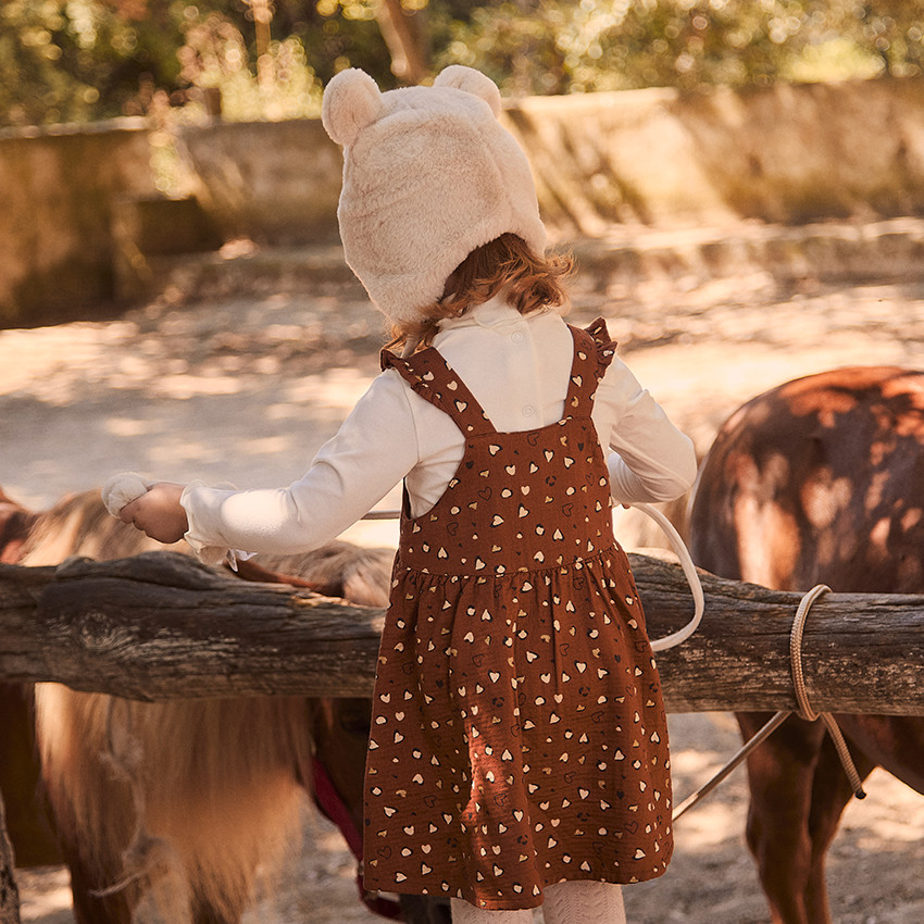 Ensemble sous-pull + robe imprimée cœurs pour bébé fille 