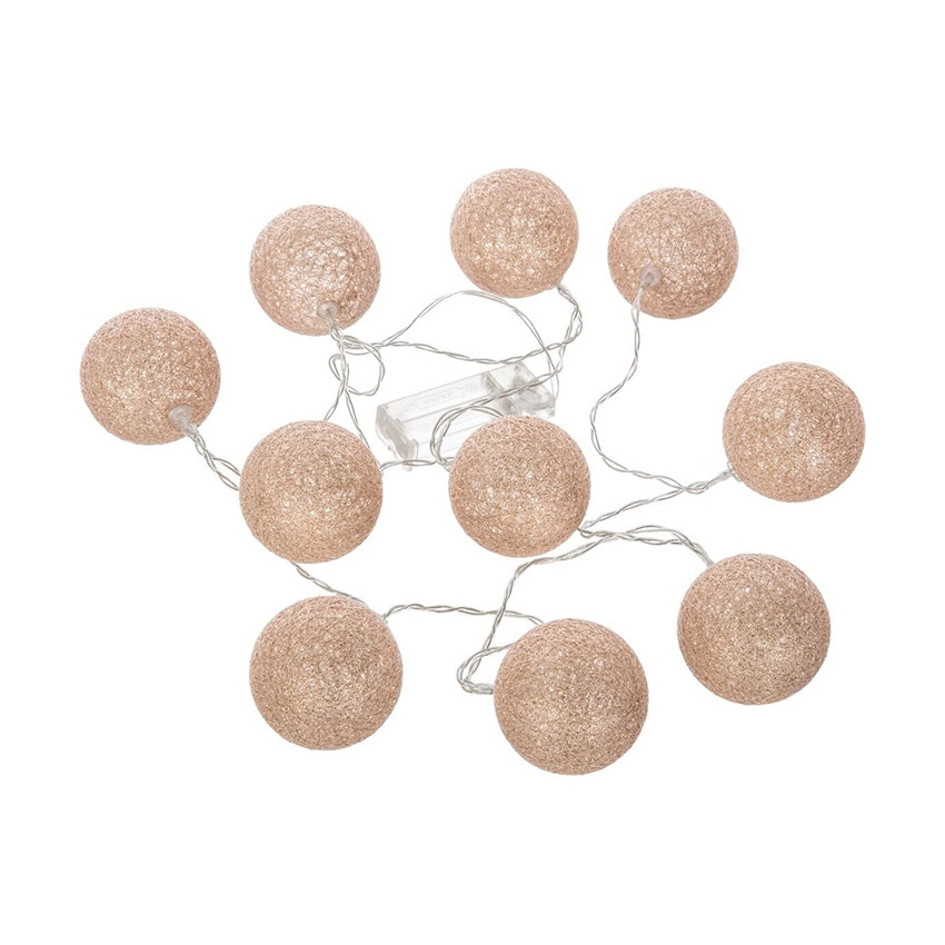 Guirlande lumineuse LED 10 boules Glitter rose gold