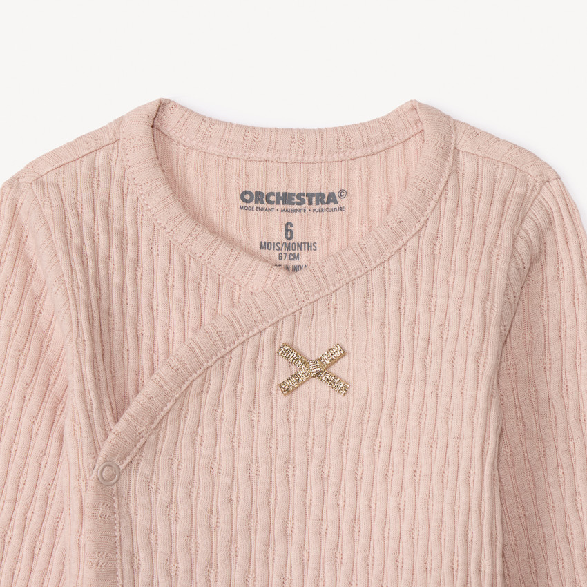 Lot de 5 bodies manches longues motifs Faon pour bébé fille avec ouvertures différentes selon l'âge 