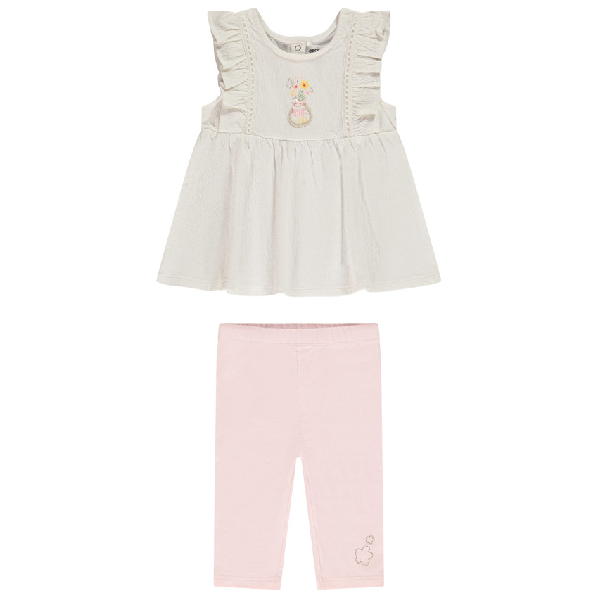 Ensemble en jersey tunique brodée + caleçon pour bébé fille 