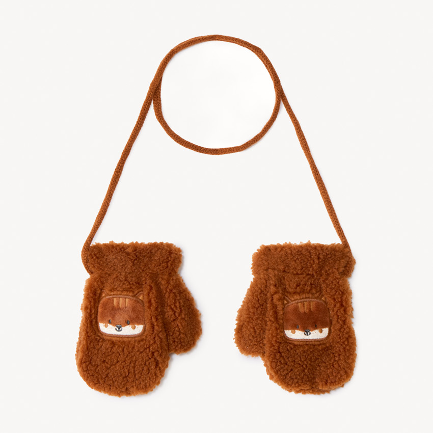 Moufles en sherpa et doublure micropolaire brodée pour bébé  
