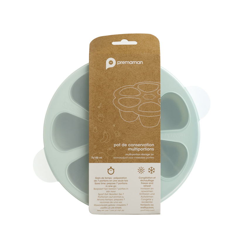 Moule de conservation multiportions 7 x 100ml en silicone vert 