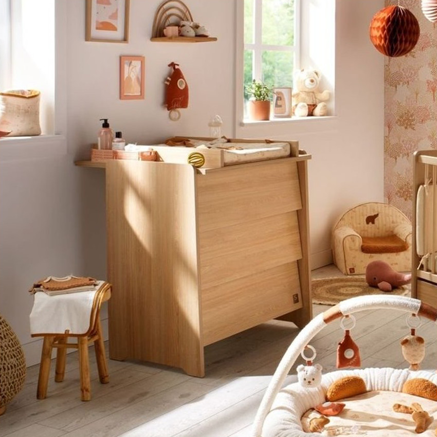 Commode 3 tiroirs Cannelle aspect chêne miel 