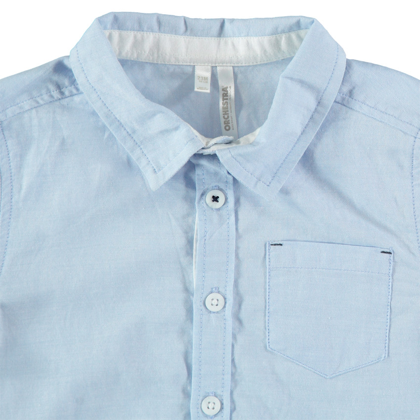 Chemise manches longues unie à poche Main Chemise manches longues unie à poche