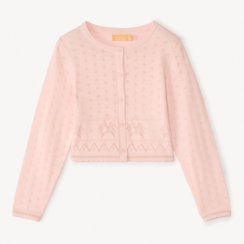 Gilet manches longues en tricot fantaisie pour fille