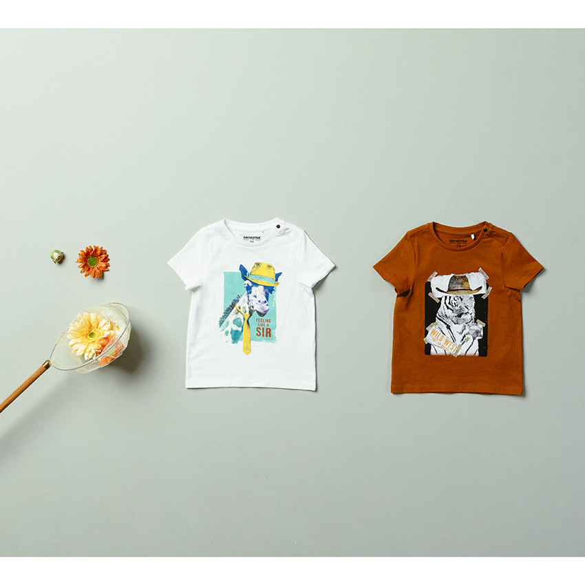 T-shirt manches courtes en coton print animal pour bébé garçon 