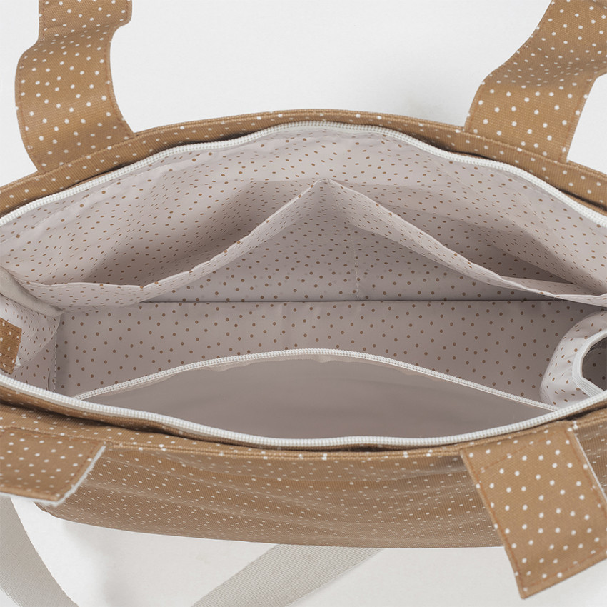 Sac à langer à pois Poppy cannelle + tapis 