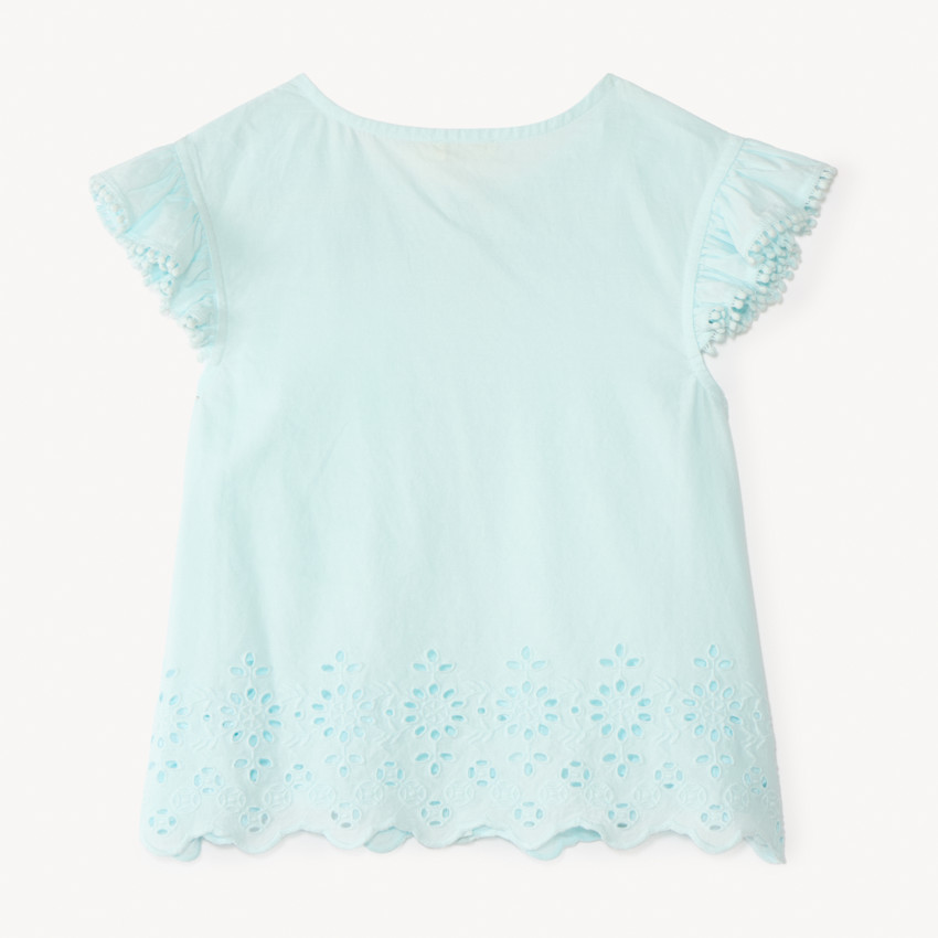 Tunique manches courtes en voile fantaisie uni pour fille 