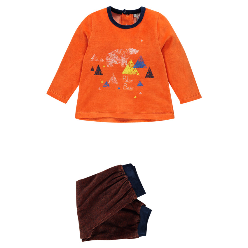 Pyjama en velours avec ours printé 