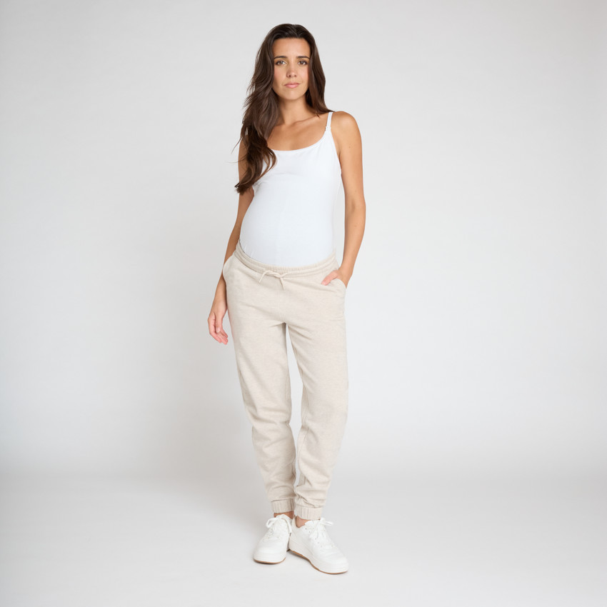 Pantalon de jogging uni beige pour femme