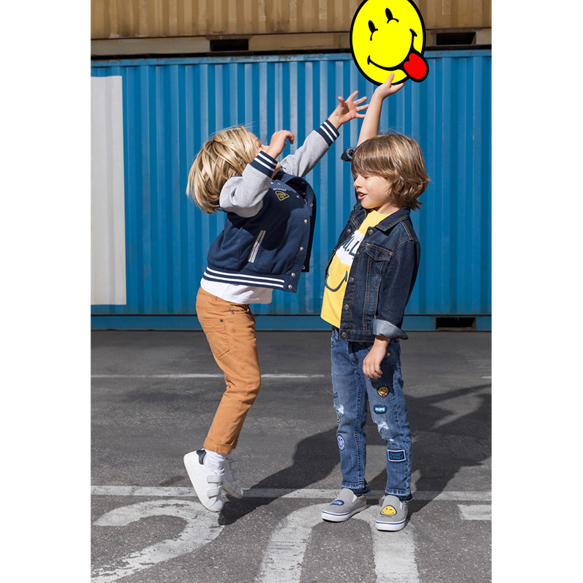 Teddy en molleton bicolore avec badges patchés Smiley 