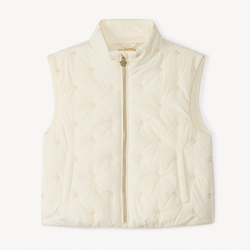 Doudoune sans manches à fleurs brodées pour fille 