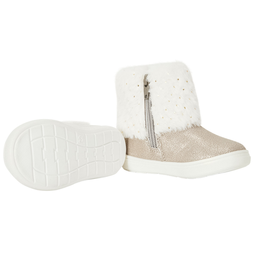 Bottines avec fausse fourrure et noeud pour bébé fille  