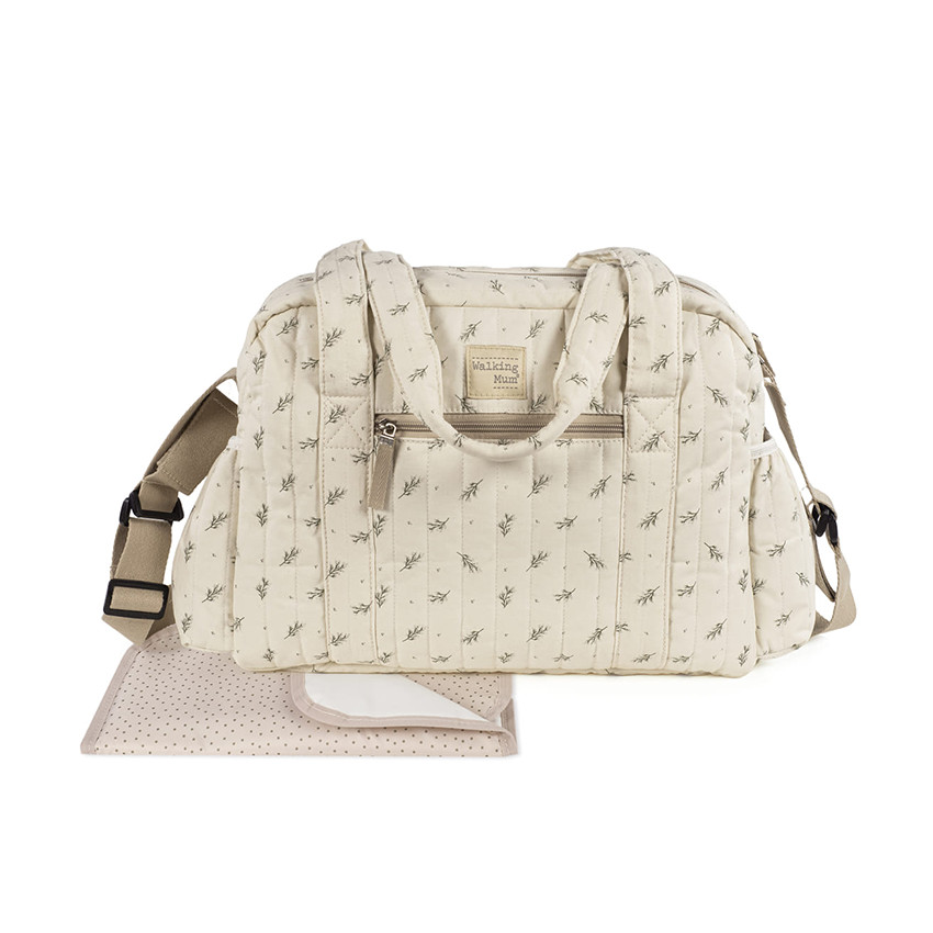 Sac à langer avec tapis imprimé Mimosa vert 