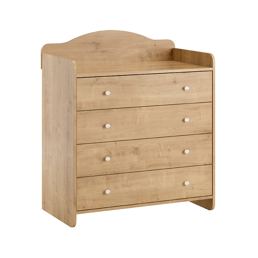 Commode 4 tiroirs avec plan à langer Megève aspect chêne 