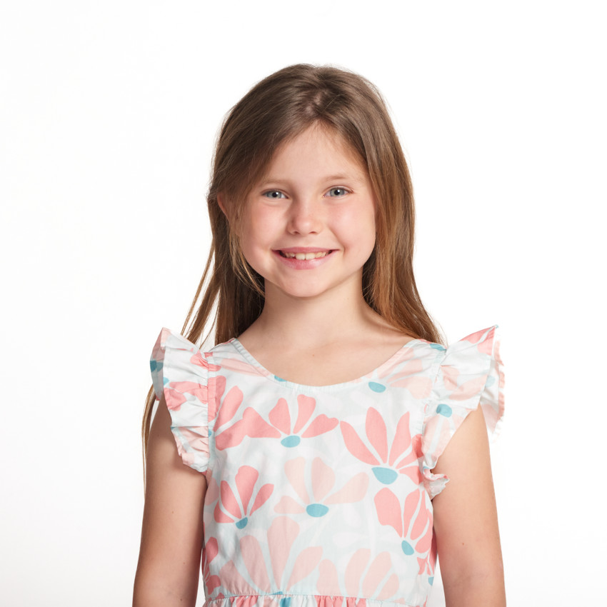 Robe manches courtes imprimée à dos nu pour fille 